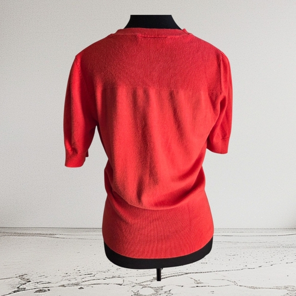 Cleo OrangeWomen's Cardigan Sweater With Cute Square Buttons Size Med - Picture 2 of 5